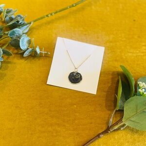 HANDMADE resin gold plated floral necklace